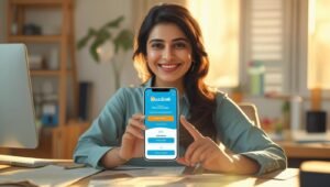 earn money online from home, BuzzBreak CTA image, Pakistani user with phone (1)